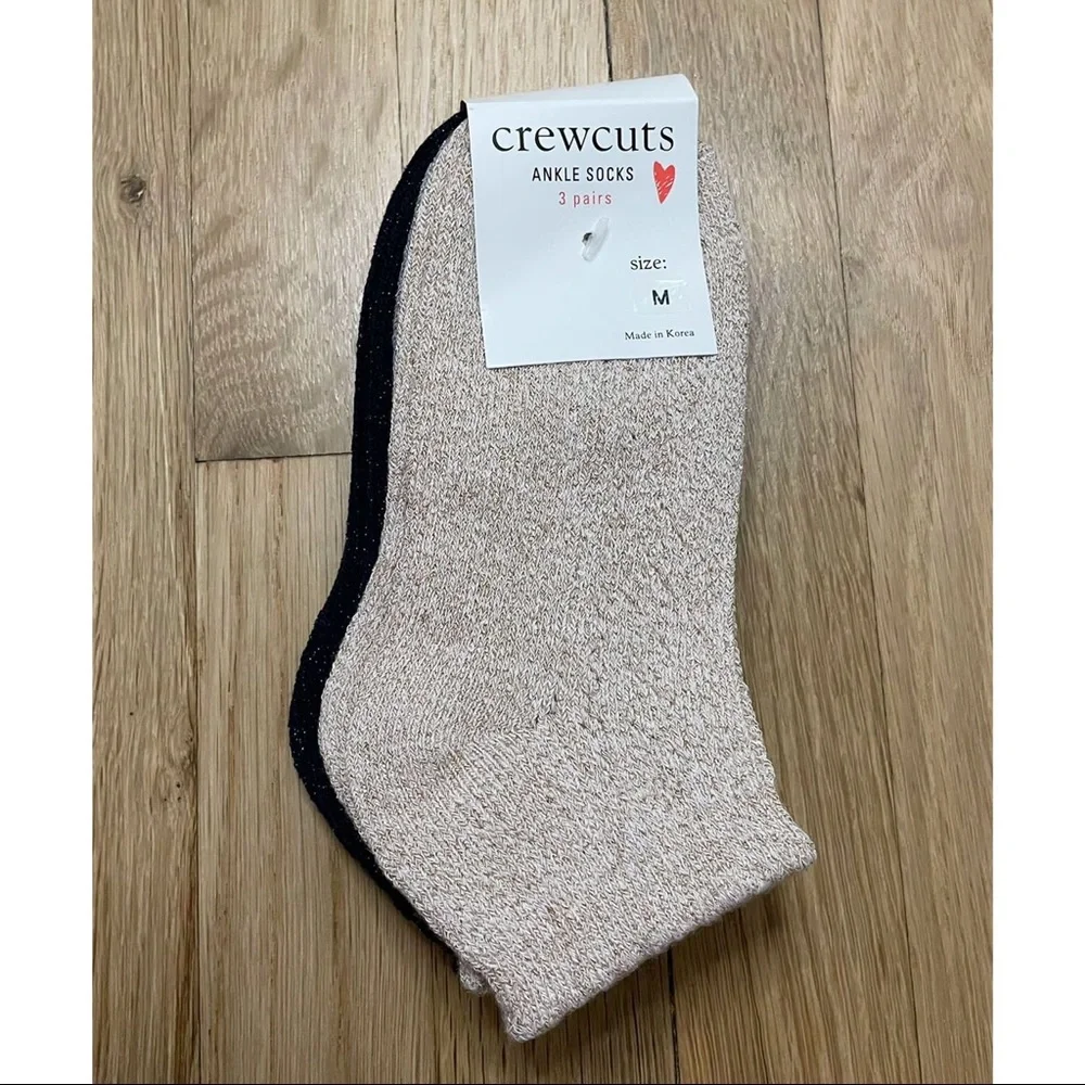 J. Crew Crewcuts Girl’s Pointelle Ankle Glitter Shimmer Socks Three-pack